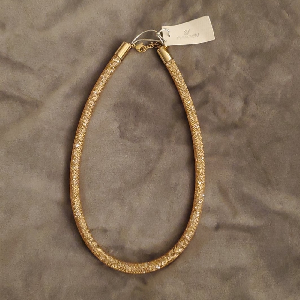 Swarovski gold mesh necklace NWT